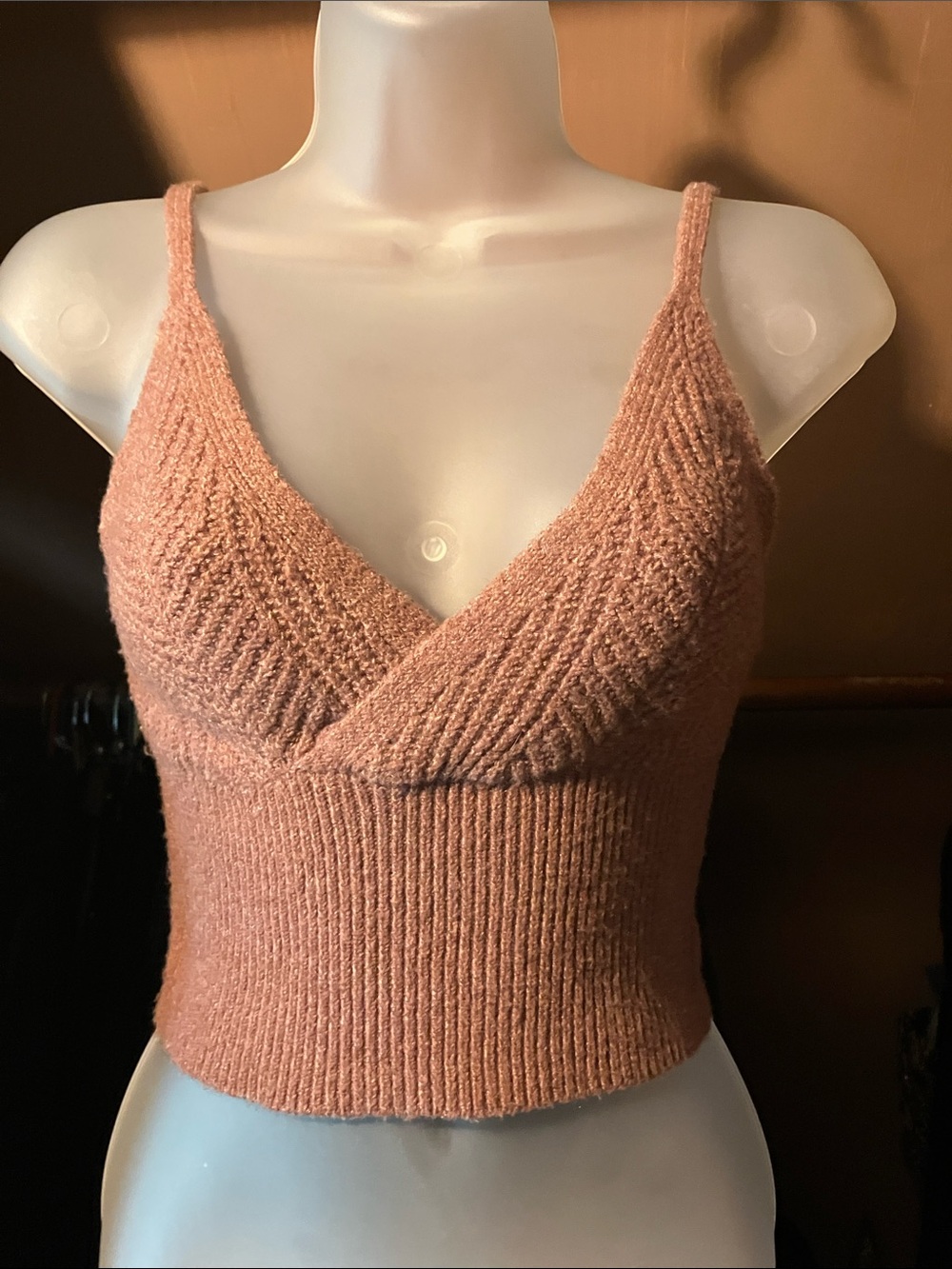 Sincerely Jules Knit Cropped Camisole Tank - Dusty Rose
